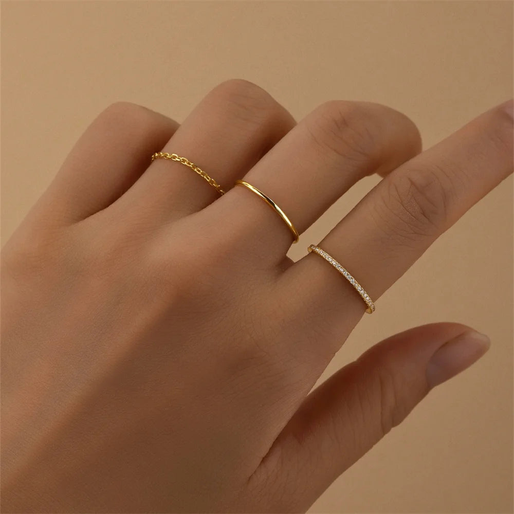 The Élodie Trio – Sterling Silver Elegance Rings