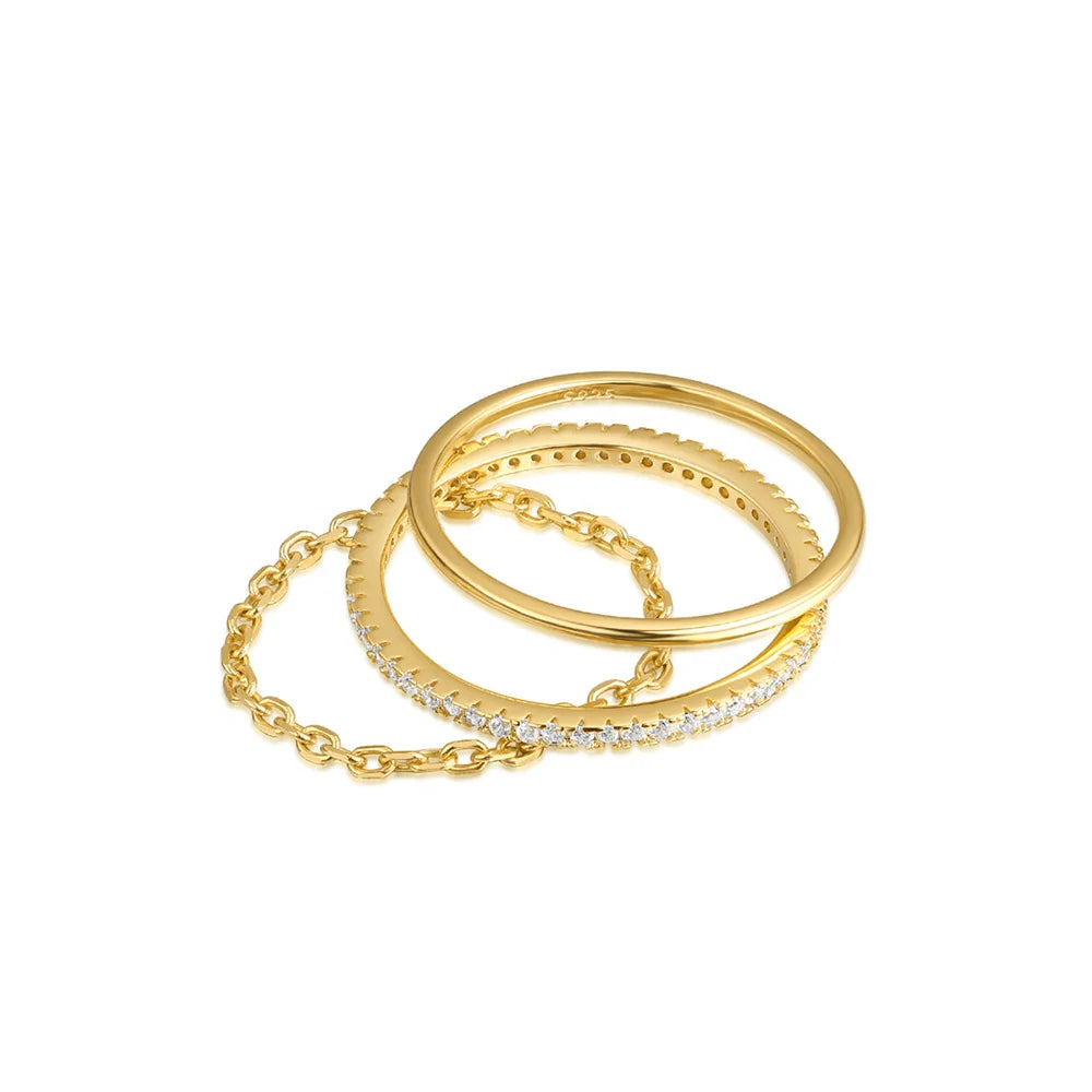 The Élodie Trio – Sterling Silver Elegance Rings