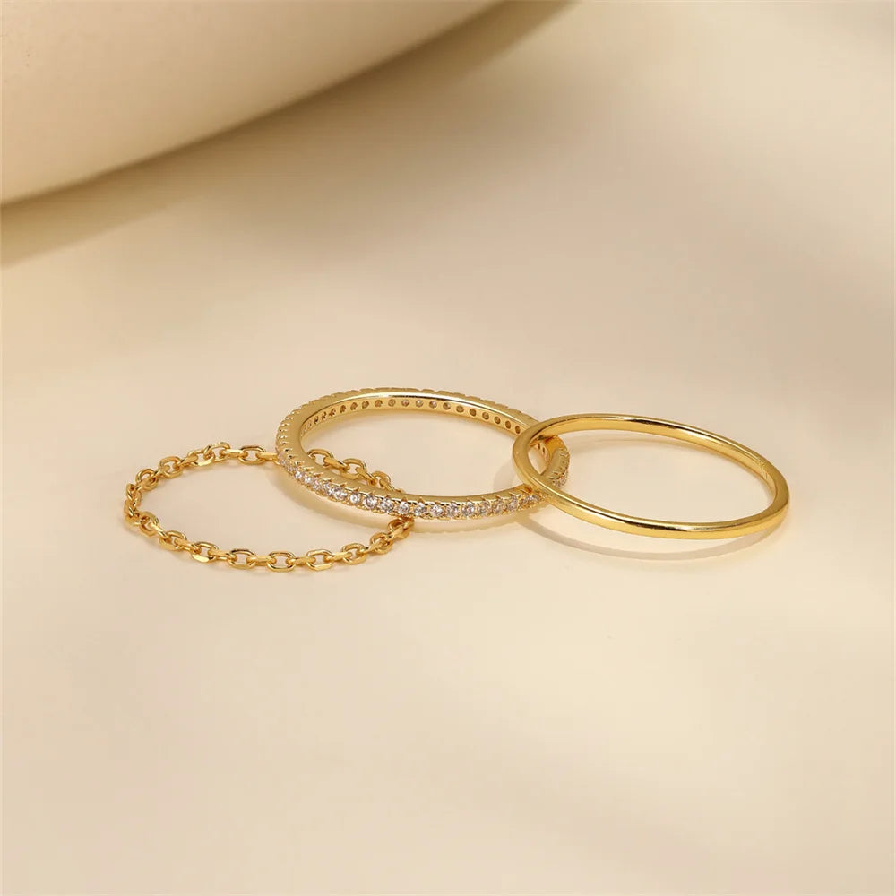 The Élodie Trio – Sterling Silver Elegance Rings