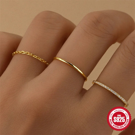 The Élodie Trio – Sterling Silver Elegance Rings